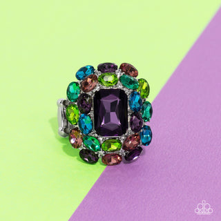 Perfectly Park Avenue - Purple - Green and Blue Radiant and Oval Cut Gem Paparazzi Ring