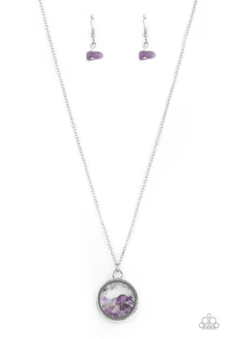 Gemstone Guru - Purple - Encased Amethyst Stone Paparazzi Short Necklace