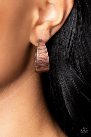 Lecture on Texture - Copper - Etched Paparazzi Hoop Earrings