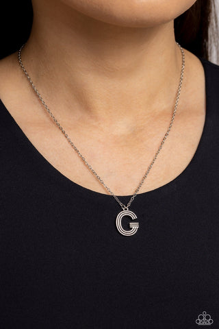 Leave Your Initials - Silver - Letter G Paparazzi Short Necklace