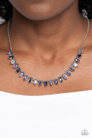 Fairy Light Fashion - Purple - Teardrop Rhinestone Paparazzi Short Necklace