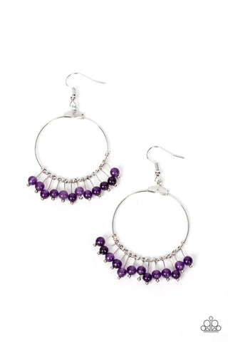 Free Your Soul - Purple - Stone Bead Hoop Paparazzi Fishhook Earrings