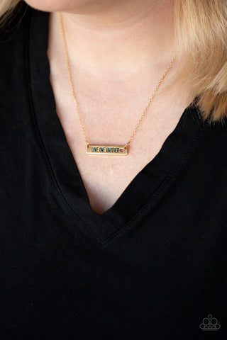 Love One Another Gold Paparazzi Necklace