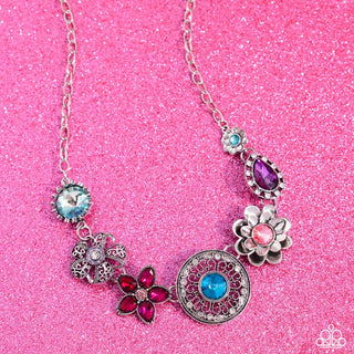 Giddy Garden - Multi - Colorful Gem Flower Paparazzi Short Necklace - March 2024 Life of the Party Exclusive