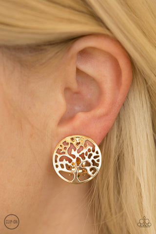 Royal Tree-tment Gold Paparazzi Clip-On Earrings