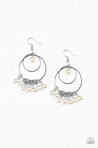 New York Attraction White Paparazzi Earrings
