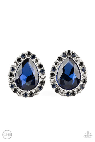 All HAUTE and Bothered Multi Blue Paparazzi Clip-On Earrings
