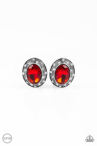 East Side Etiquette Red Paparazzi Clip-On Earrings