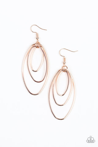 All OVAL the Place Rose Gold Paparazzi Earrings