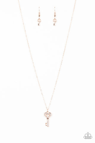 Lock Up Your Valuables Rose Gold Paparazzi Necklace