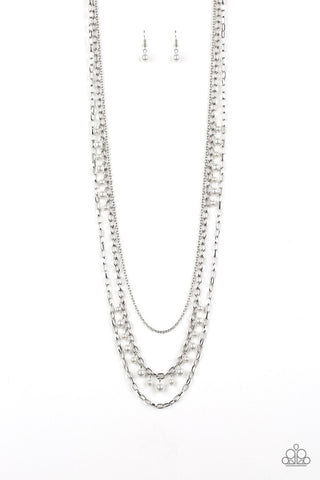 Pearl Pageant White/Gray Paparazzi Necklace