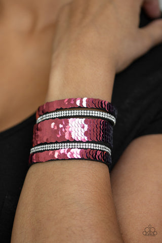MERMAID Service - Pink- and Blue Reversible Sequin Paparazzi Snap Wrap Bracelet