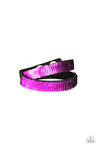 Under the SEQUINS - Purple - and Blue Reversible Sequin Paparazzi Double Snap Wrap Bracelet
