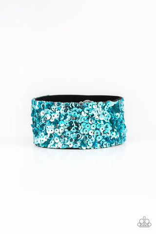 Starry Sequins - Blue - Paparazzi Snap Wrap Bracelet