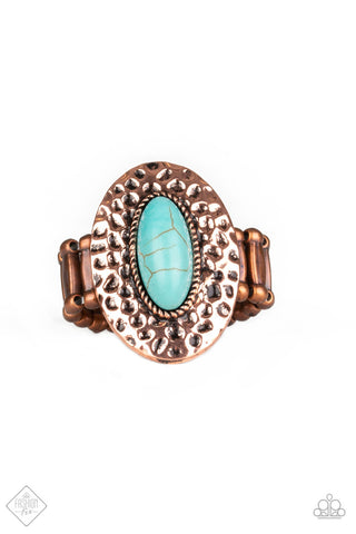 Ruler Radiance Copper Turquoise Paparazzi Ring