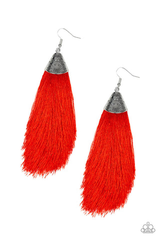 Tassel Temptress Red Paparazzi Earrings
