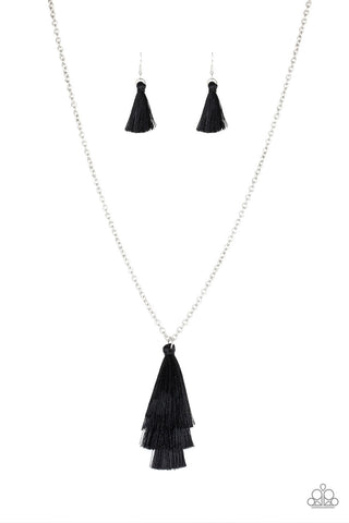 Triple the Tassel Black Paparazzi Necklace