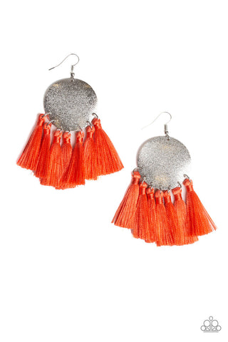 Tassel Tribute Orange Paparazzi Earrings