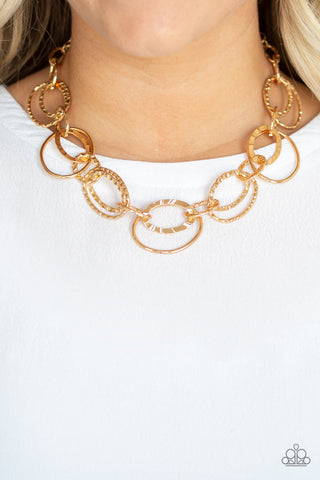 Bend OVAL Backwards Gold Paparazzi Necklace