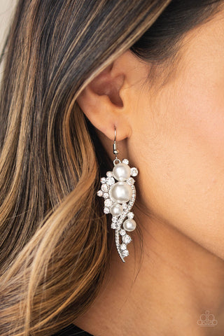 High-End Elegance White Paparazzi Earrings