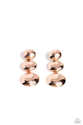 Futuristic Fantasy - Rose Gold - Rounded Dome Paparazzi Post Earrings