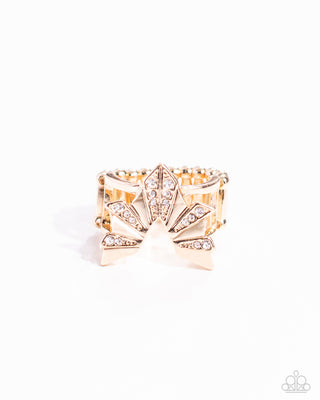 Extra Empirical - Gold - White Rhinestone Paparazzi Ring