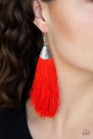 Tassel Temptress Red Paparazzi Earrings