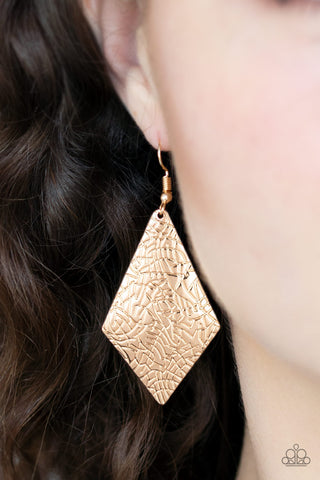 Texture Retreat Gold Paparazzi Earrings