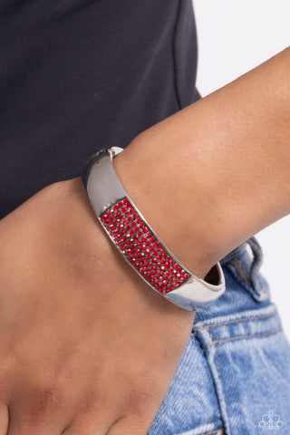 Record-Breaking Bling - Red - Rhinestone Paparazzi Hinge Bracelet