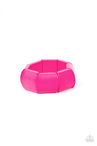 Coconut Cove - Pink - Wooden Paparazzi Stretchy Bracelet