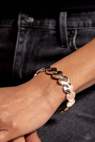 Hearts Galore - Rose Gold - Overlapping Heart Paparazzi Cuff Bracelet