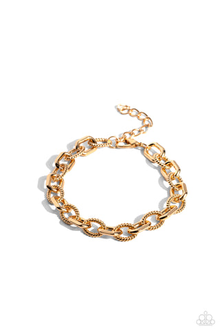 Double Clutch - Gold - Textured Link Paparazzi Lobster Claw Men's Bracelet