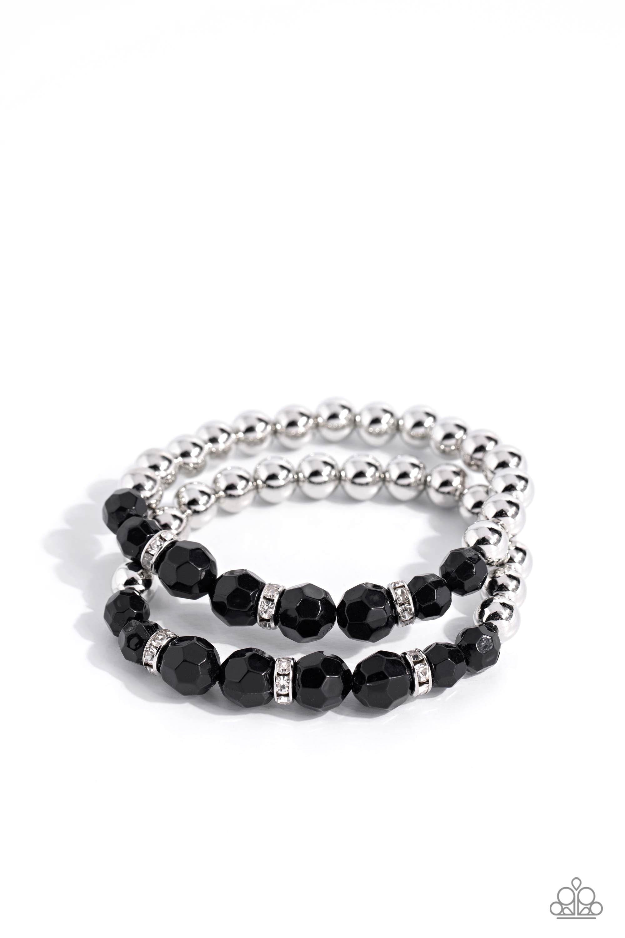 Black and White Bracelet with 8 Infused Beads