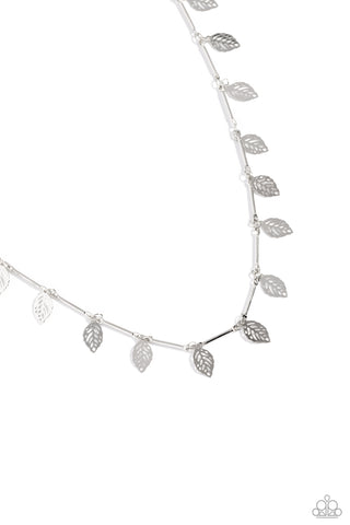 LEAF a Light On - Silver - Dainty Paparazzi Choker Necklace