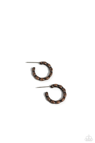 Buzzworthy Bling - Copper - Textured Paparazzi Tiny Hoop Earrings