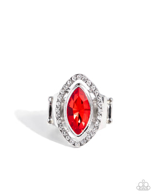 Marquise Majesty - Red - Oversized Gem Paparazzi Ring