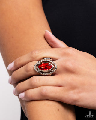 Marquise Majesty - Red - Oversized Gem Paparazzi Ring