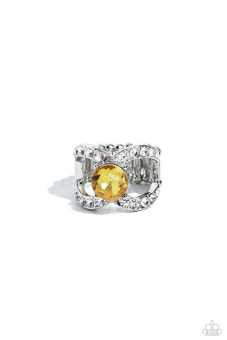 Bow Chicka Bow Wow - Yellow - Round Yellow Gem Paparazzi Ring