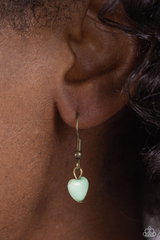Sentimental Stones - Brass - Blue Heart Stone Paparazzi Short Necklace