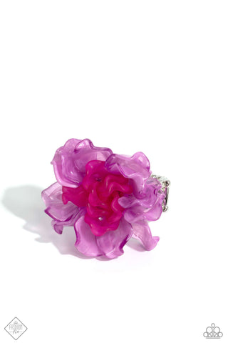 Lush Lotus - Pink - Acrylic Flower Paparazzi Ring - December 2023 Glimpses of Malibu