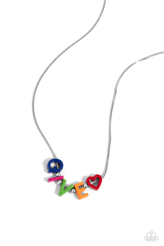 Give Me Some Love - Multi - Colorful Letter "GIVE" Heart Paparazzi Short Necklace