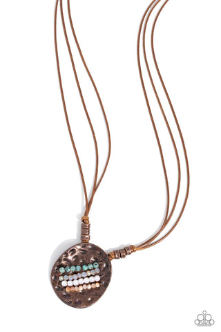 Handcrafted Hallmark - Copper - Green Stone and White Pearl Paparazzi Short Necklace