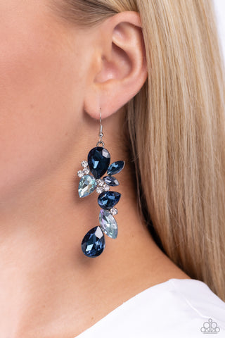 Fancy Flaunter - Blue - Marquise Cut and Teardrop Paparazzi Fishhook Earrings