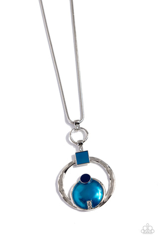 Tastefully Transparent - Blue - Hammered Hoop Paparazzi Necklace