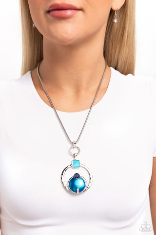 Tastefully Transparent - Blue - Hammered Hoop Paparazzi Necklace