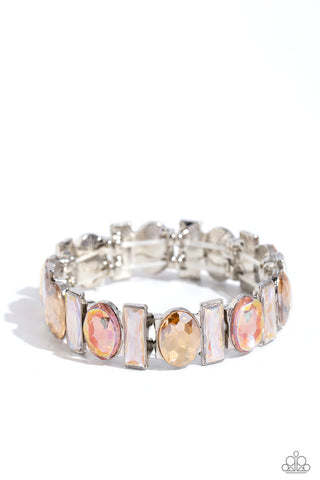 Complimentary Couture - Multi - Iridescent and Peach Gem Paparazzi Stretchy Bracelet