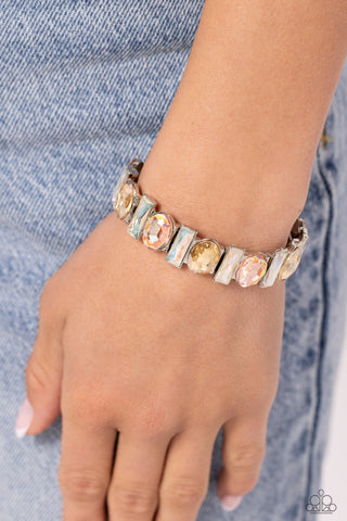 Complimentary Couture - Multi - Iridescent and Peach Gem Paparazzi Stretchy Bracelet