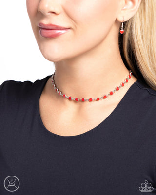 Dancing Dalliance - Red - Painted Heart Paparazzi Choker Necklace