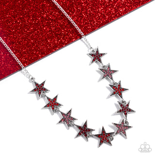Star Quality Sensation - Red - and Pink Rhinestone Star Paparazzi Short Necklace