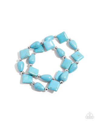 EARTHY Riser - Blue - Turquoise Stone Paparazzi Stretchy Bracelet